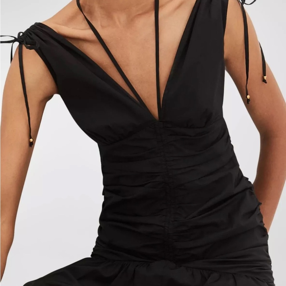 NWT Veronica Beard Perrin Ruched High-Low  Maxi Black Dress - Picture 5 of 10